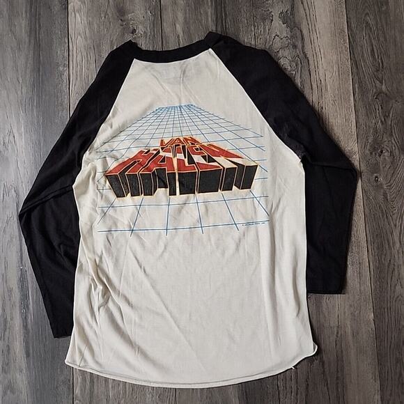 Vintage Van Halen Shirt Adult Large White Black 1982 Live Concert Size L - Picture 5 of 8